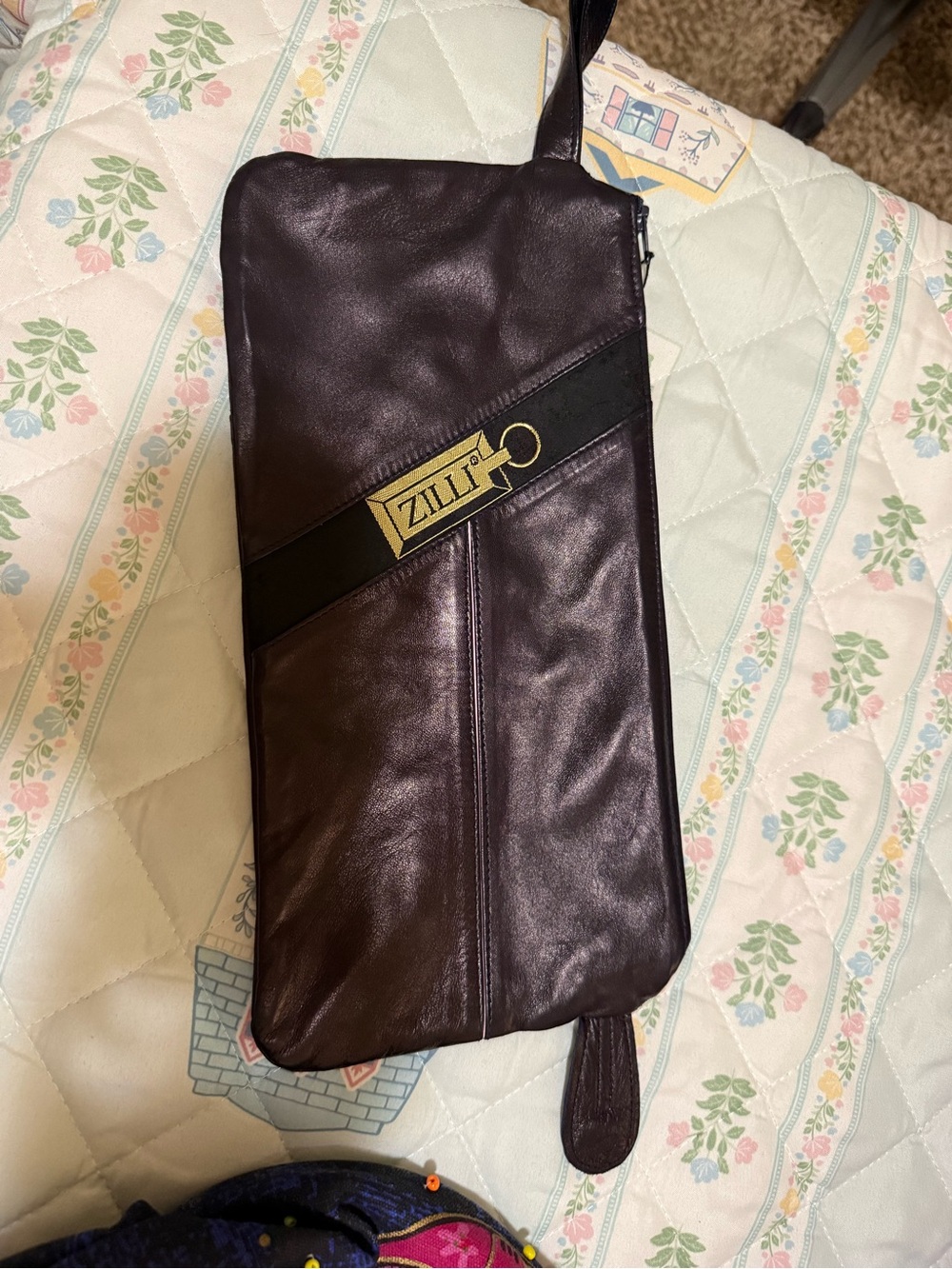 Zilli Men's Leather Wristlet Toiletry Bag in Dark Brown